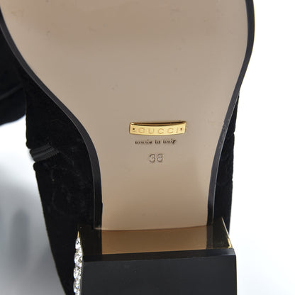 Gucci Velvet GG Monogram Crystal Horsebit Ankle Boots 38 Black 8 of 9