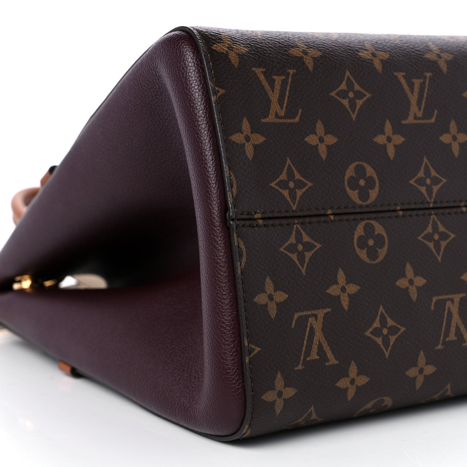 Louis Vuitton Calfskin Monogram Fold Tote MM Black Wine Cream 8 of 10