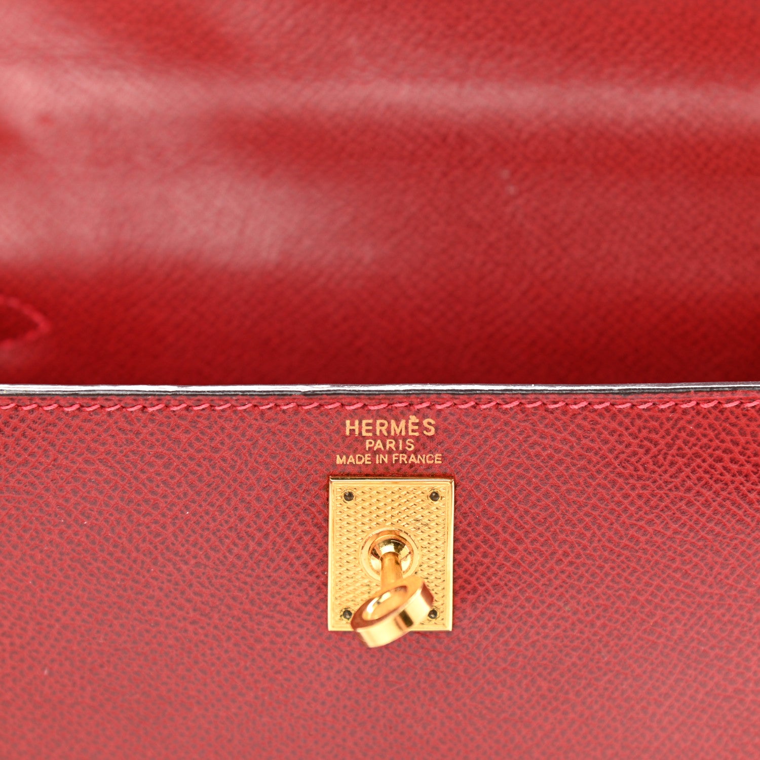 Hermes Epsom Kelly Sellier Guilloche 25 Rouge Vif 6 of 15