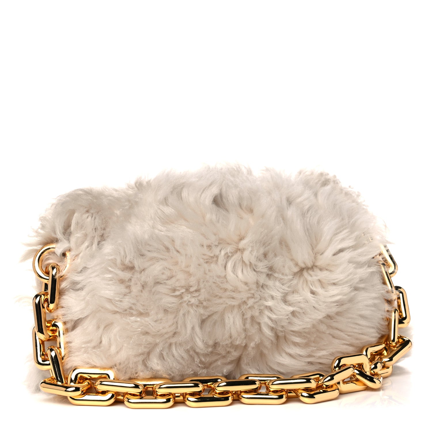 Bottega Veneta Shearling Lambskin The Pouch Chain White 3 of 9