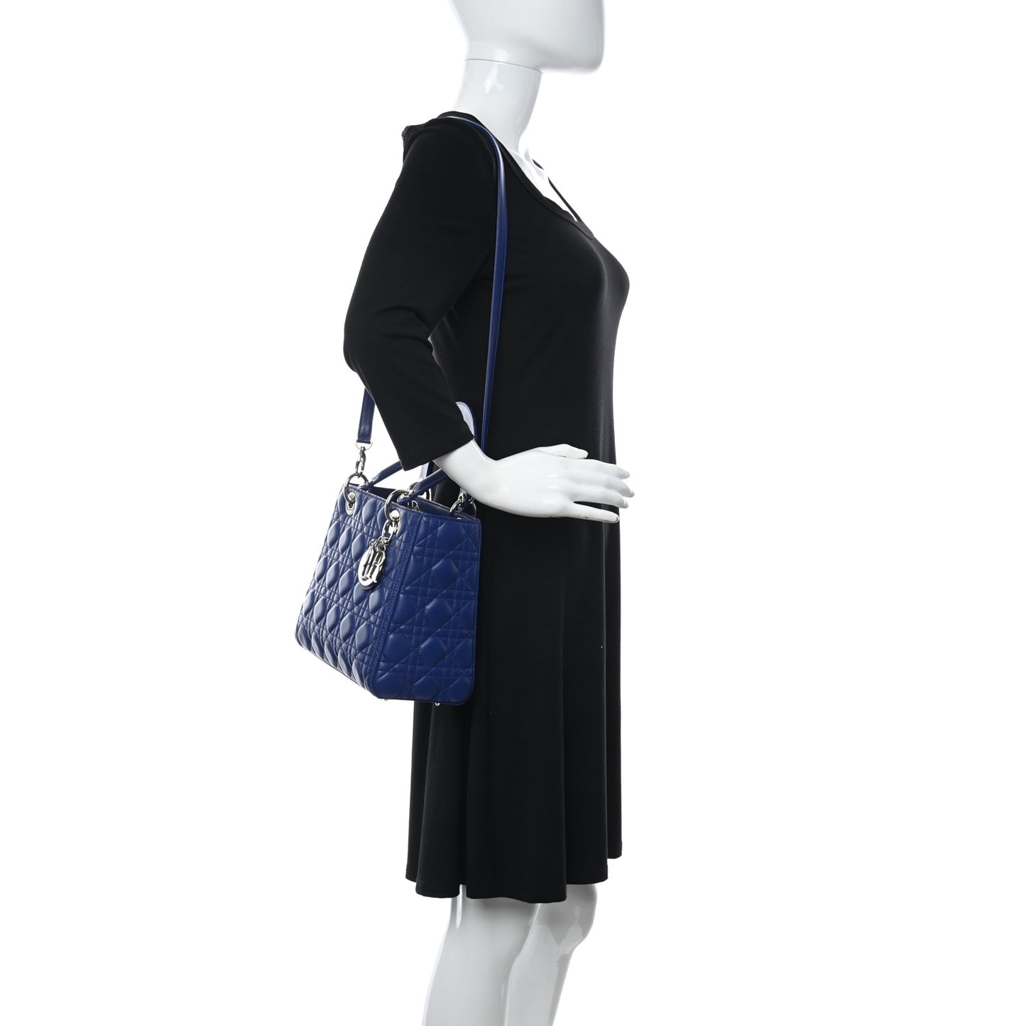 Lambskin Cannage Medium Lady Dior Blue