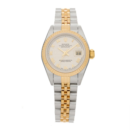 Rolex Stainless Steel 18K Yellow Gold 26mm Oyster Perpetual Datejust Watch White Roman 79173 1 of 4