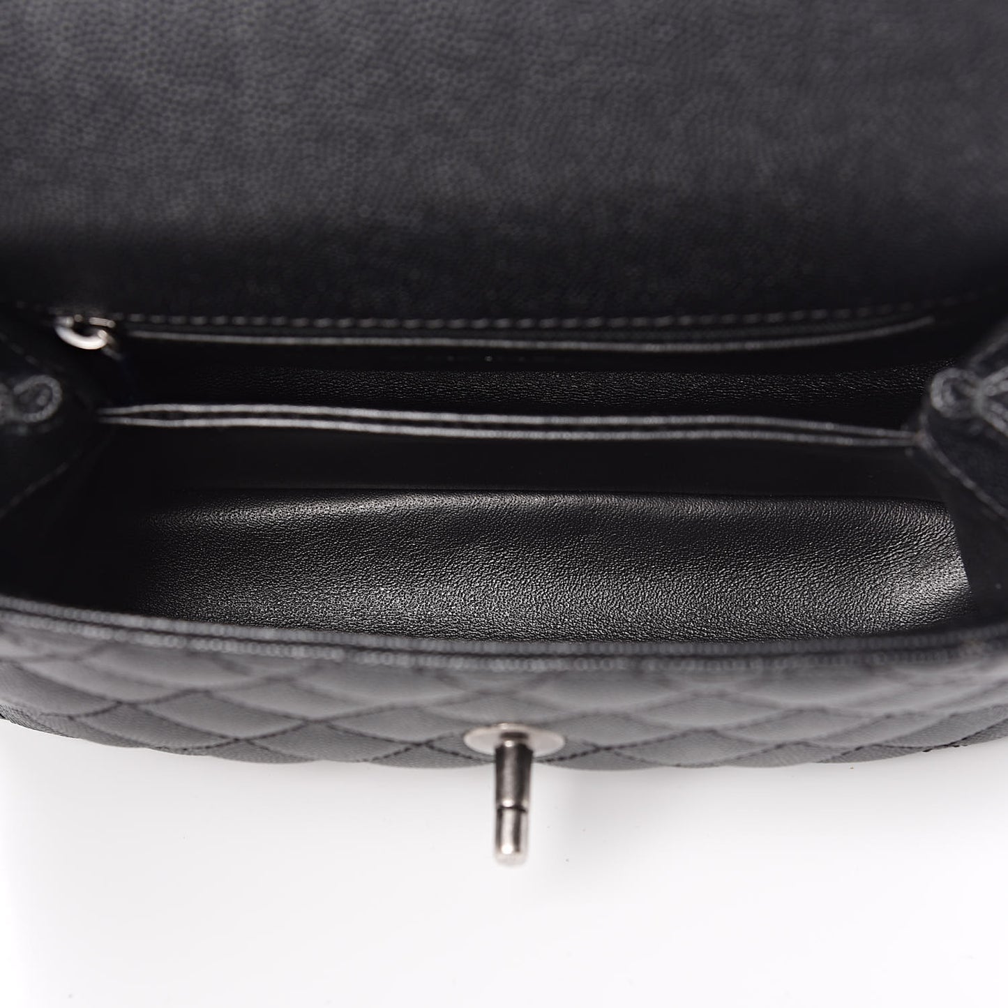 Caviar Lizard Quilted Mini Coco Handle Flap Black