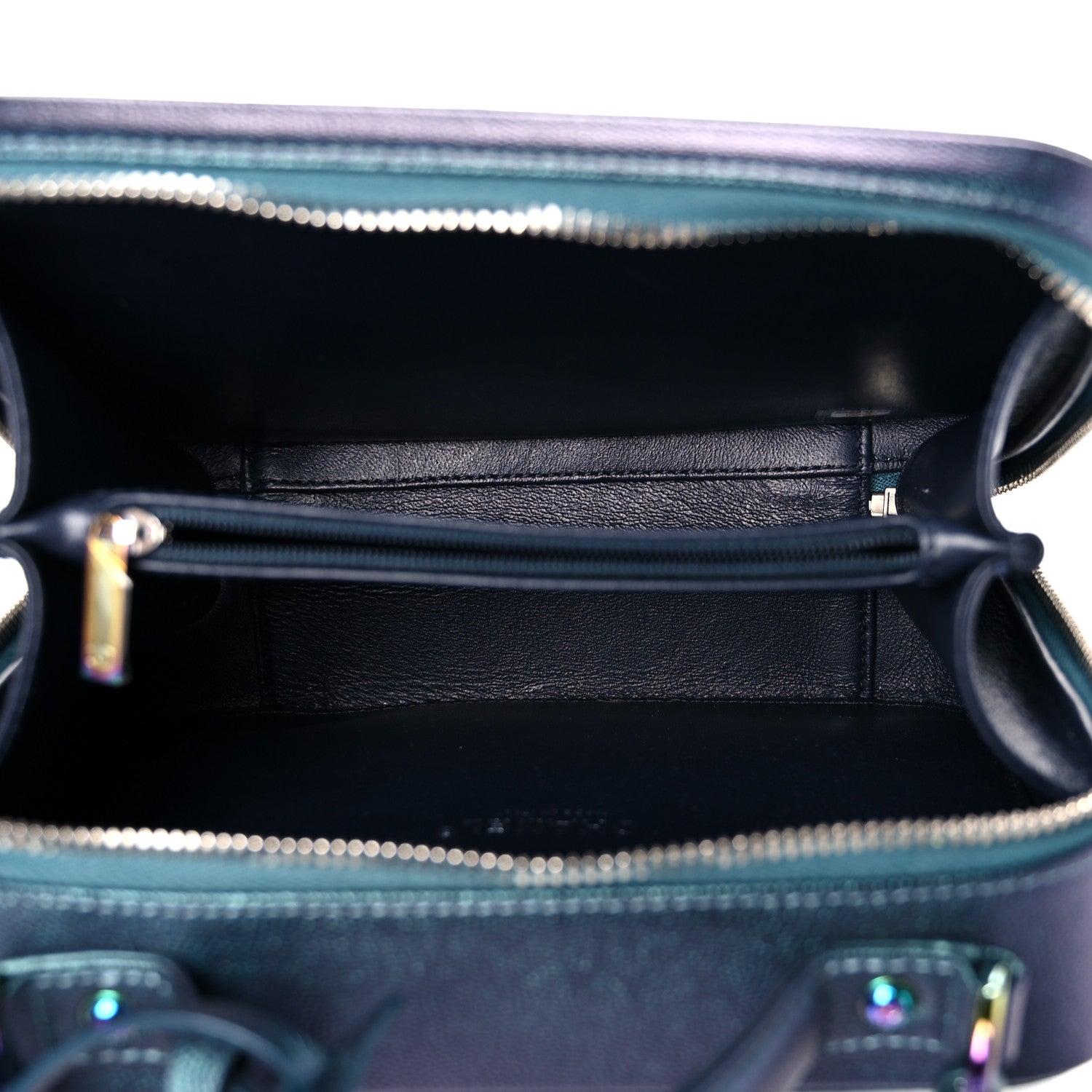 Chanel Iridescent Caviar Quilted Medium CC Filigree Vanity Case Dark Turquoise 5 of 10