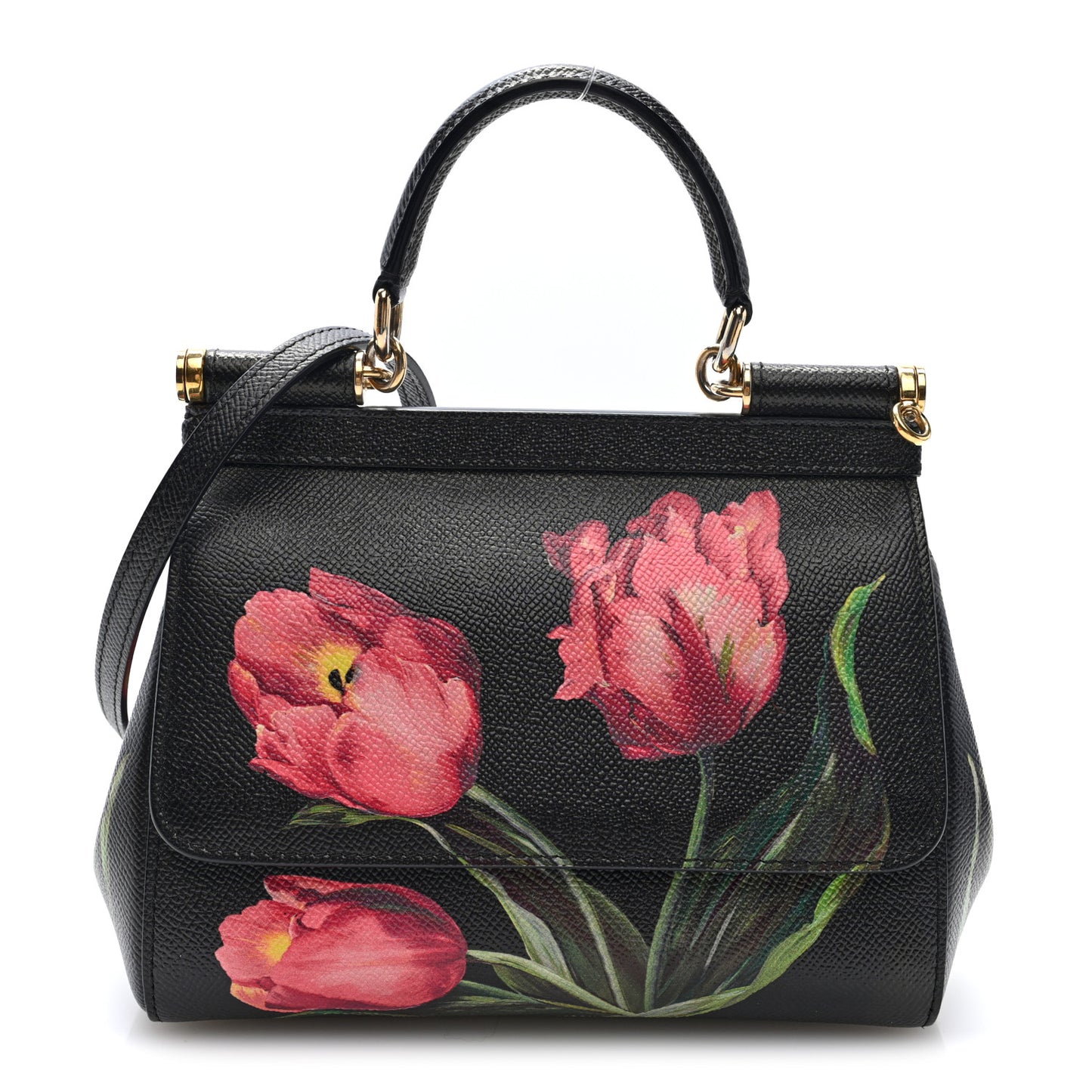 Dauphine Tulip Print Small Miss Sicily Satchel Black