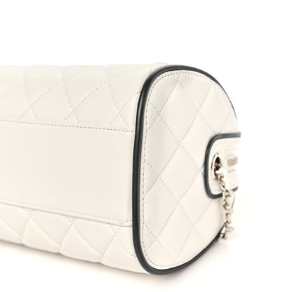 Chanel Lambskin Quilted Resin CC Mini Bowling Clutch With Chain White Black 10 of 10