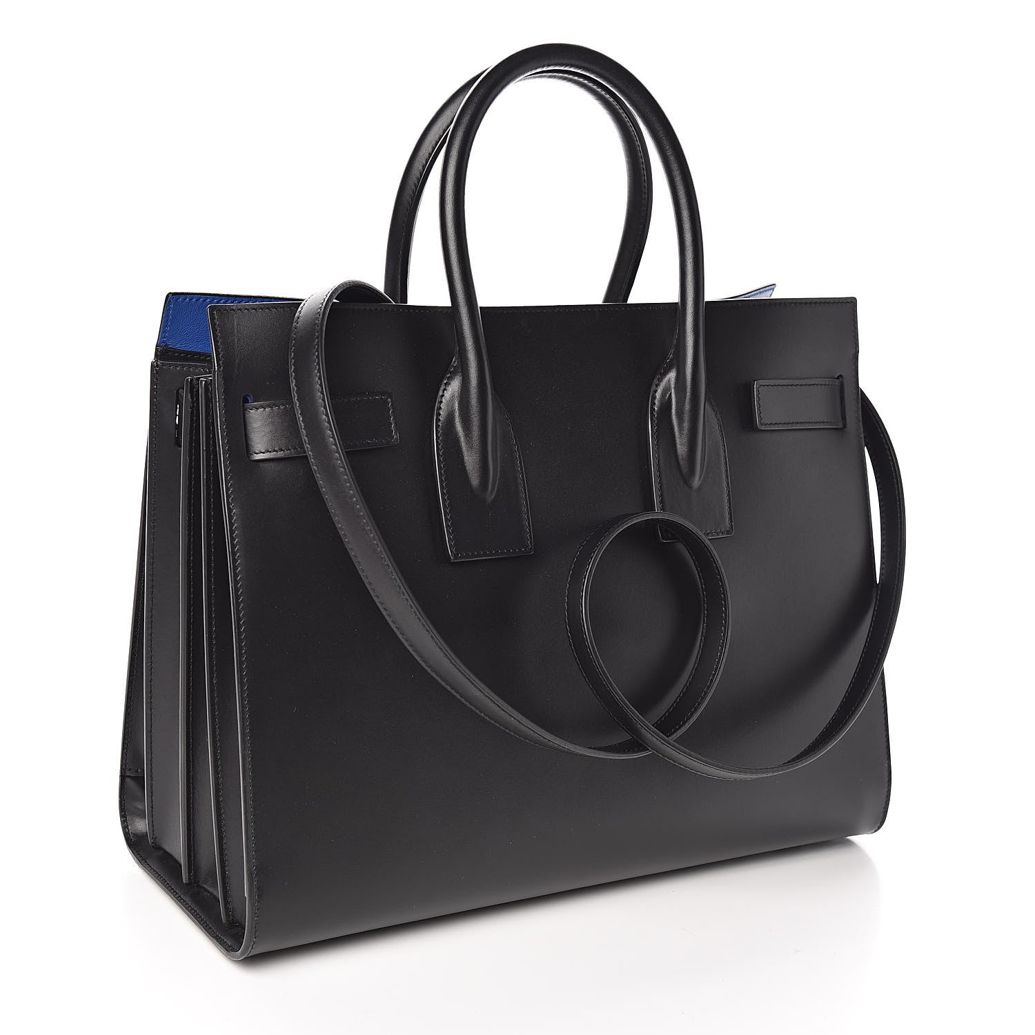 Saint Laurent Calfskin Small Sac De Jour Black Royal Blue 3 of 9
