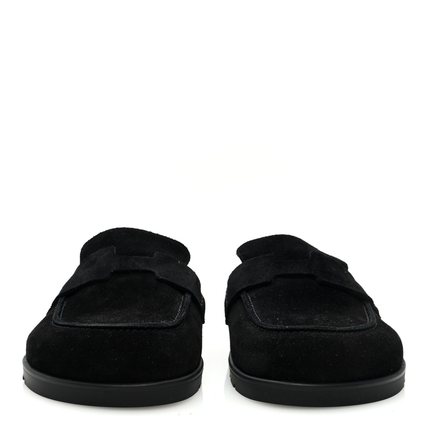 Hermes Suede Calfskin Go Mules 39.5 Black 2 of 7