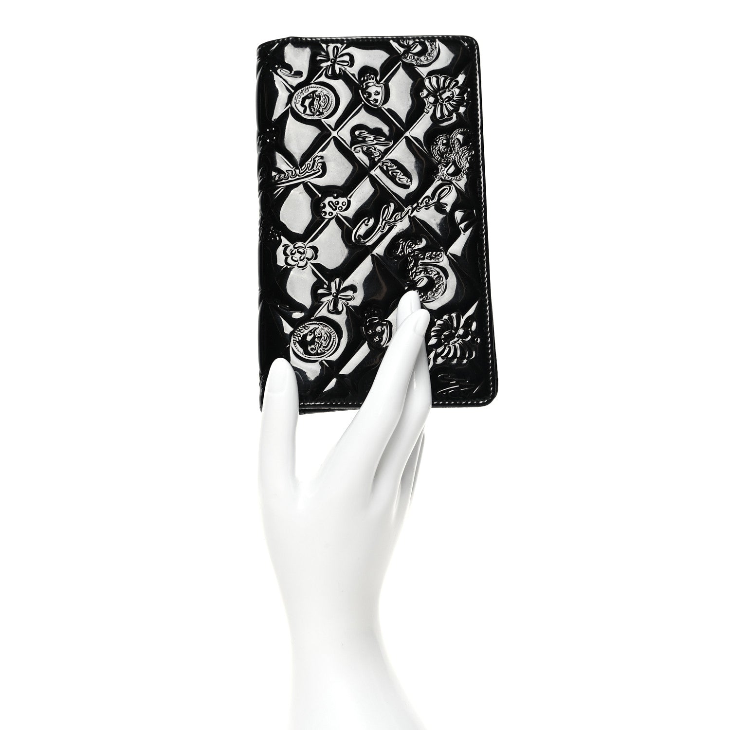 Chanel Patent Calfskin Lucky Symbols Yen Wallet Black 2 of 9