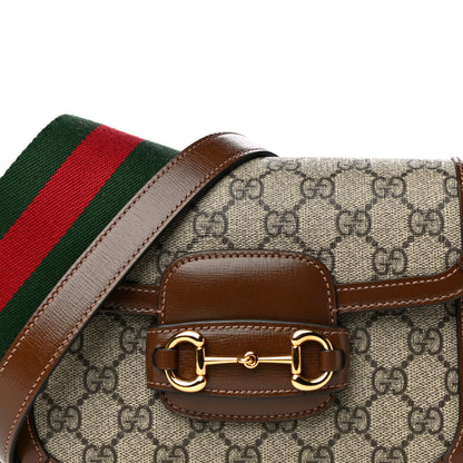 Gucci GG Supreme Monogram Web Mini Horsebit 1955 Shoulder Bag Beige Brown Sugar 9 of 13