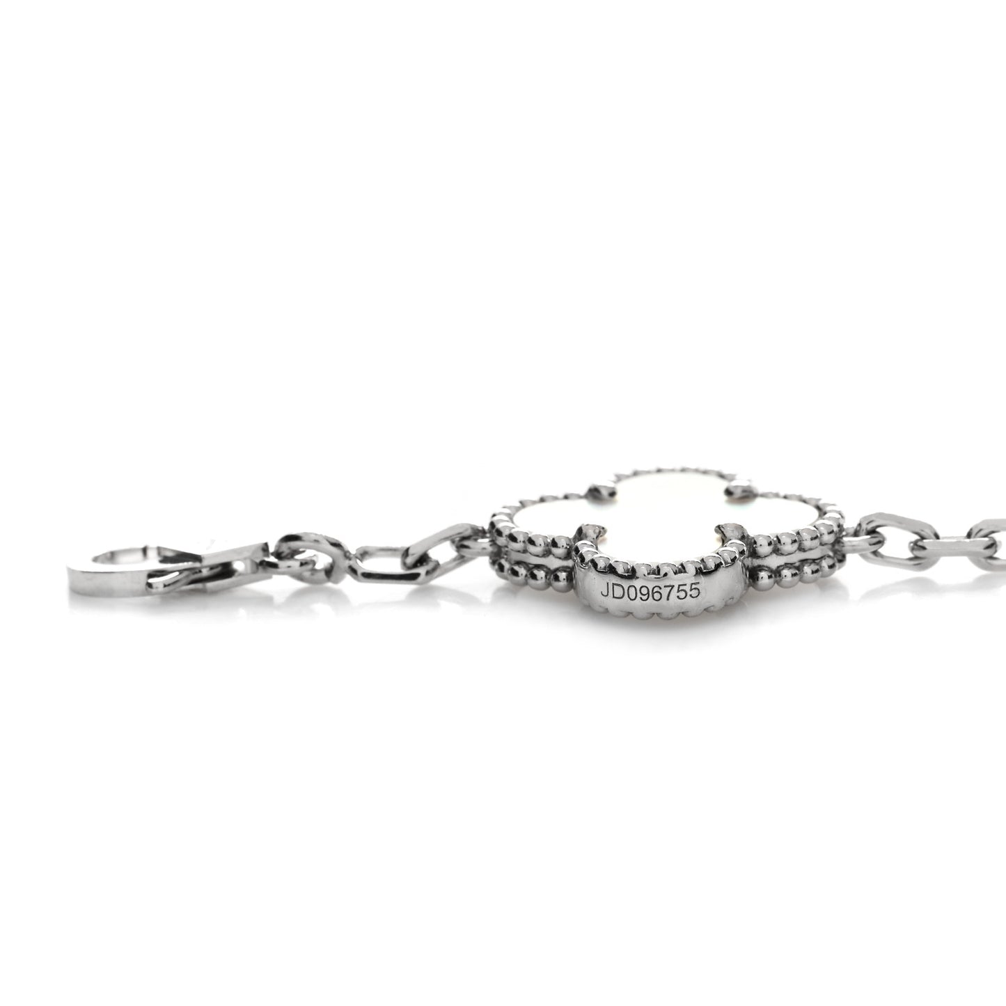 18K White Gold Mother of Pearl 5 Motifs Vintage Alhambra Bracelet