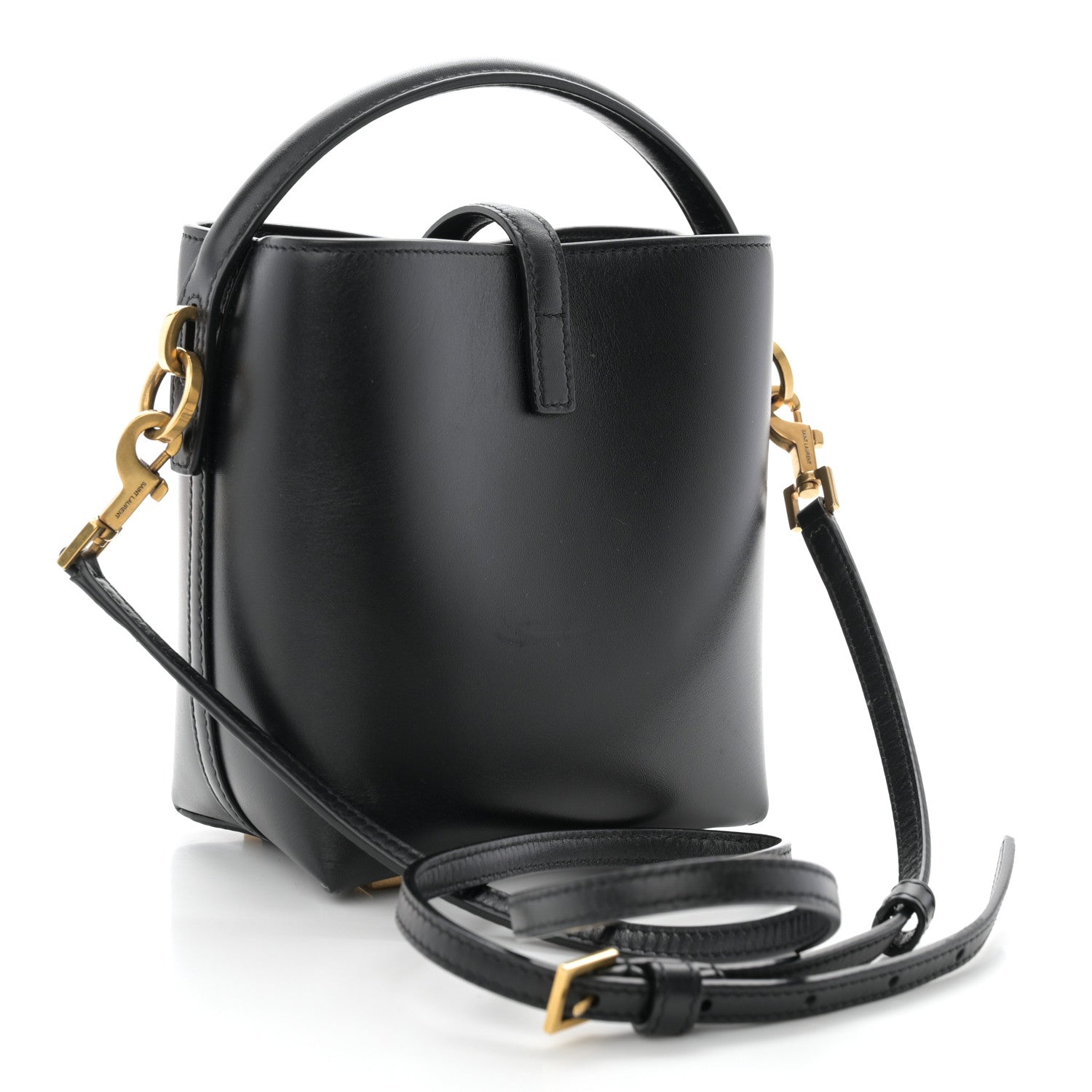 Saint Laurent Shiny Calfskin Le 37 Mini Bucket Bag Black 3 of 9