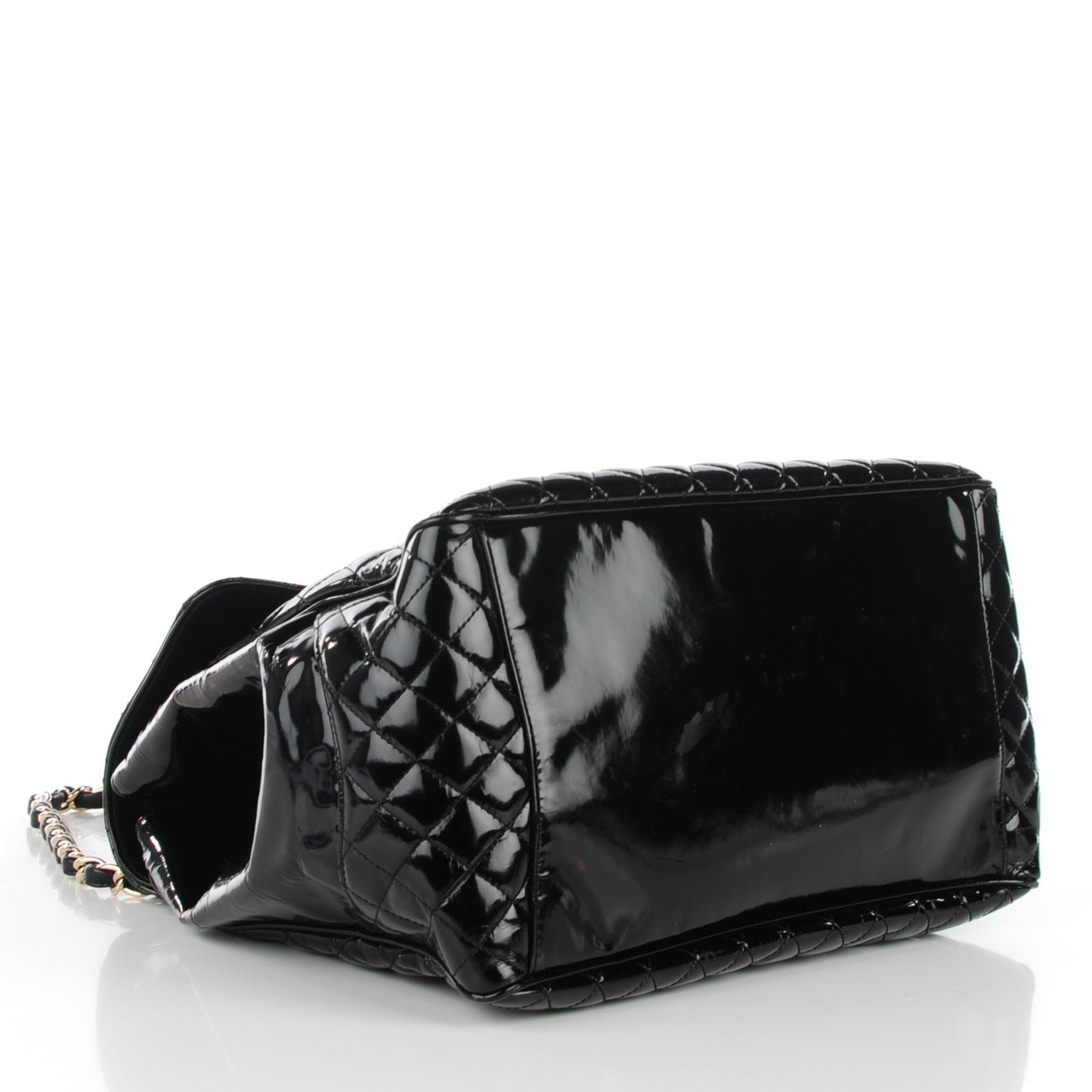 Glazed Calfskin Quilted Mademoiselle Bag Black