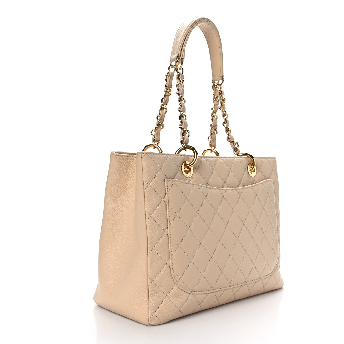 Caviar Quilted Grand Shopping Tote GST Beige Clair