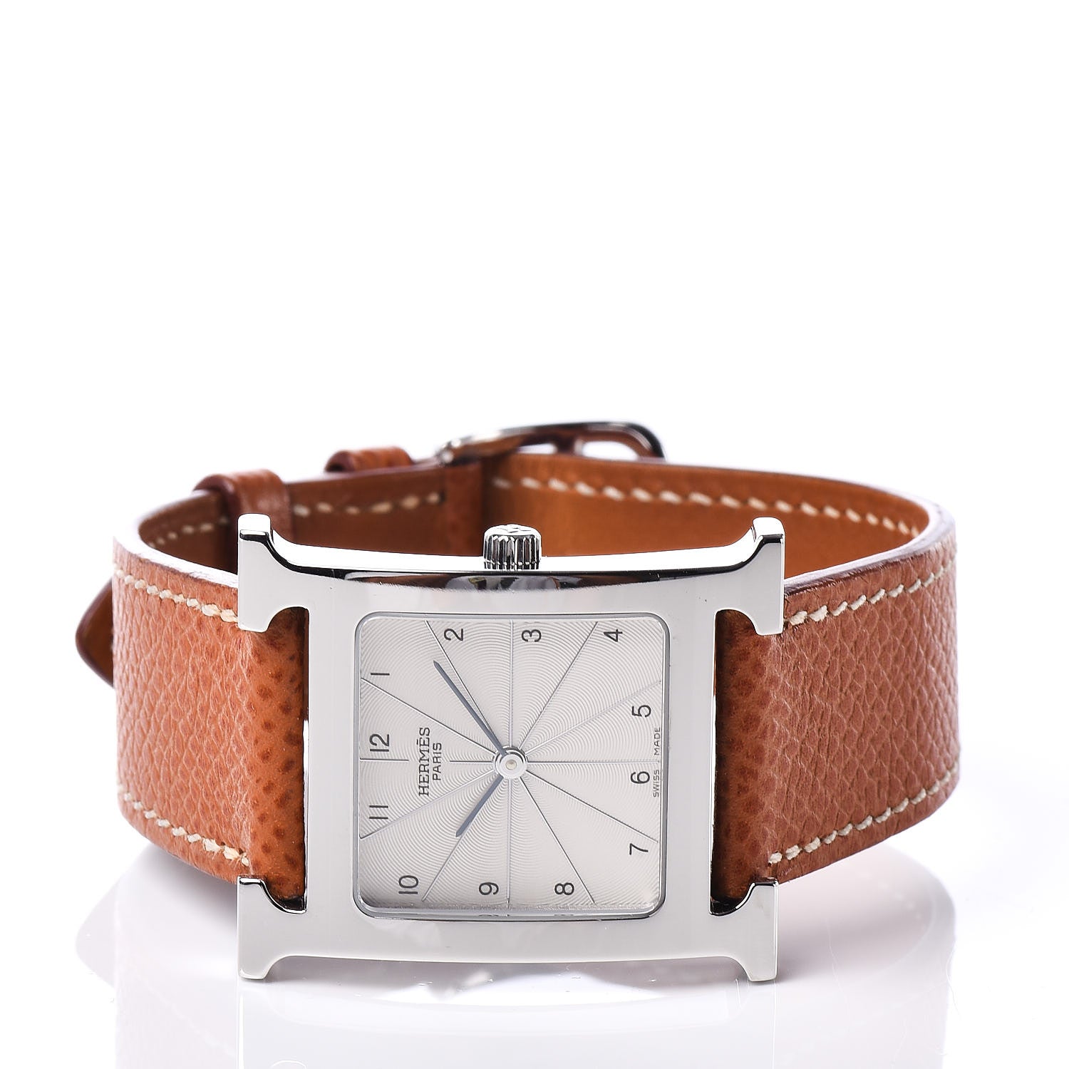 Hermes Stainless Steel Epsom 26mm Heure H Hour Quartz Watch Gold 3 of 8