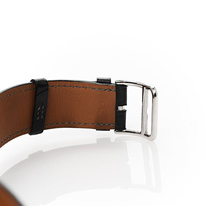 Hermes Stainless Steel Alligator 33mm Cape Cod Double Tour Quartz Watch Noir 6 of 7