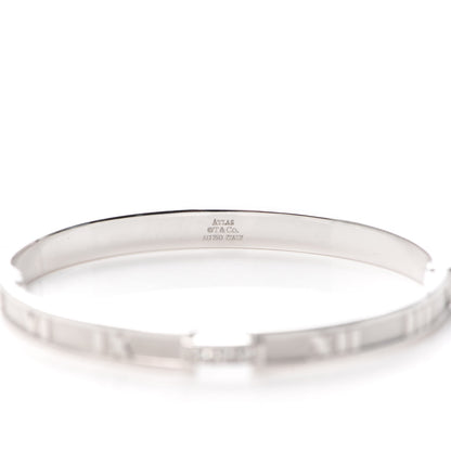 Tiffany 18K White Gold Diamond Atlas Closed Hinged Bangle Bracelet 4 of 6