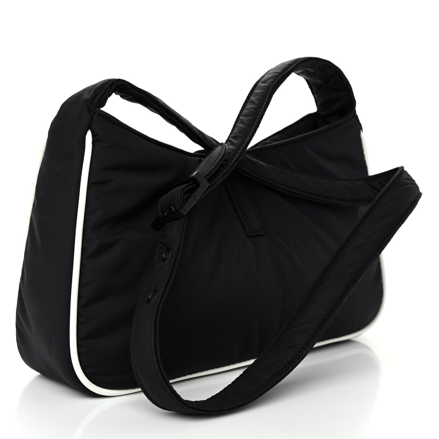 Saint Laurent Econyl Nylon Le 5 A 7 Hobo Black White 3 of 10