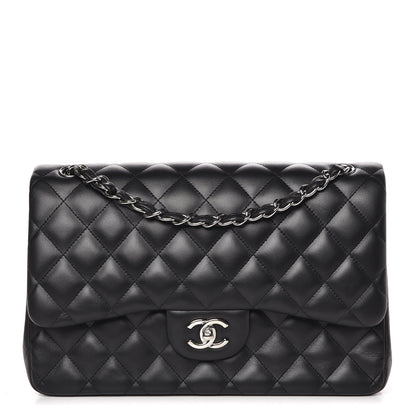 Chanel Lambskin Quilted Jumbo Double Flap Black 1 of 8