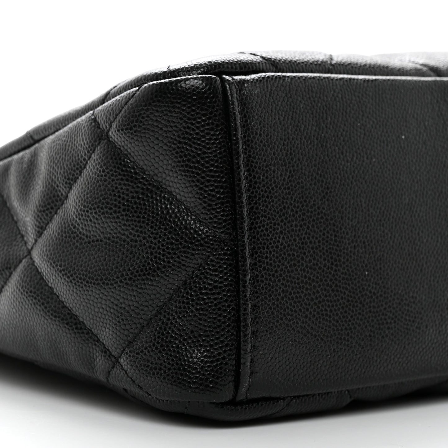 Caviar Quilted Fold Over Hobo Black