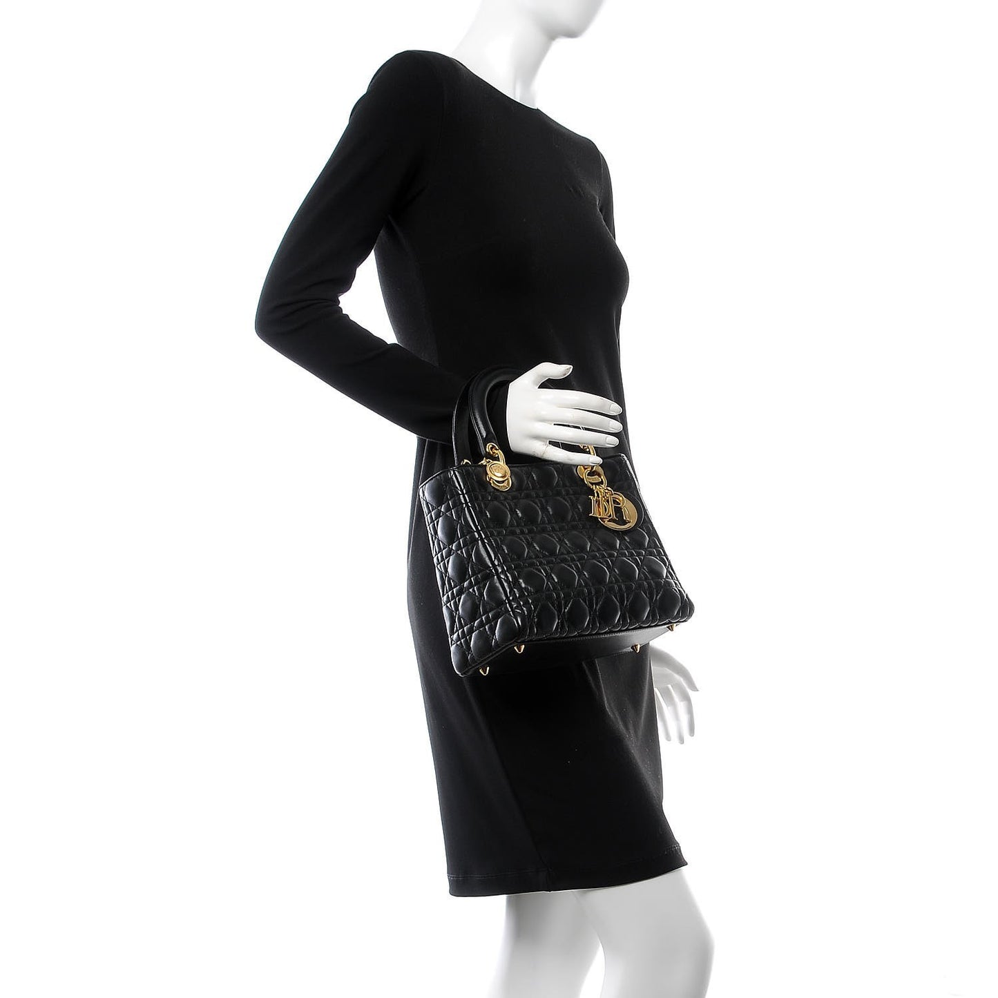 Lambskin Cannage Medium Lady Dior Black