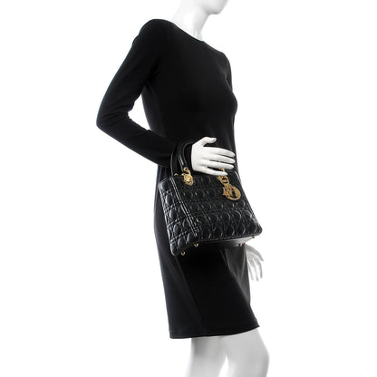 Christian Dior Lambskin Cannage Medium Lady Dior Black 3 of 8