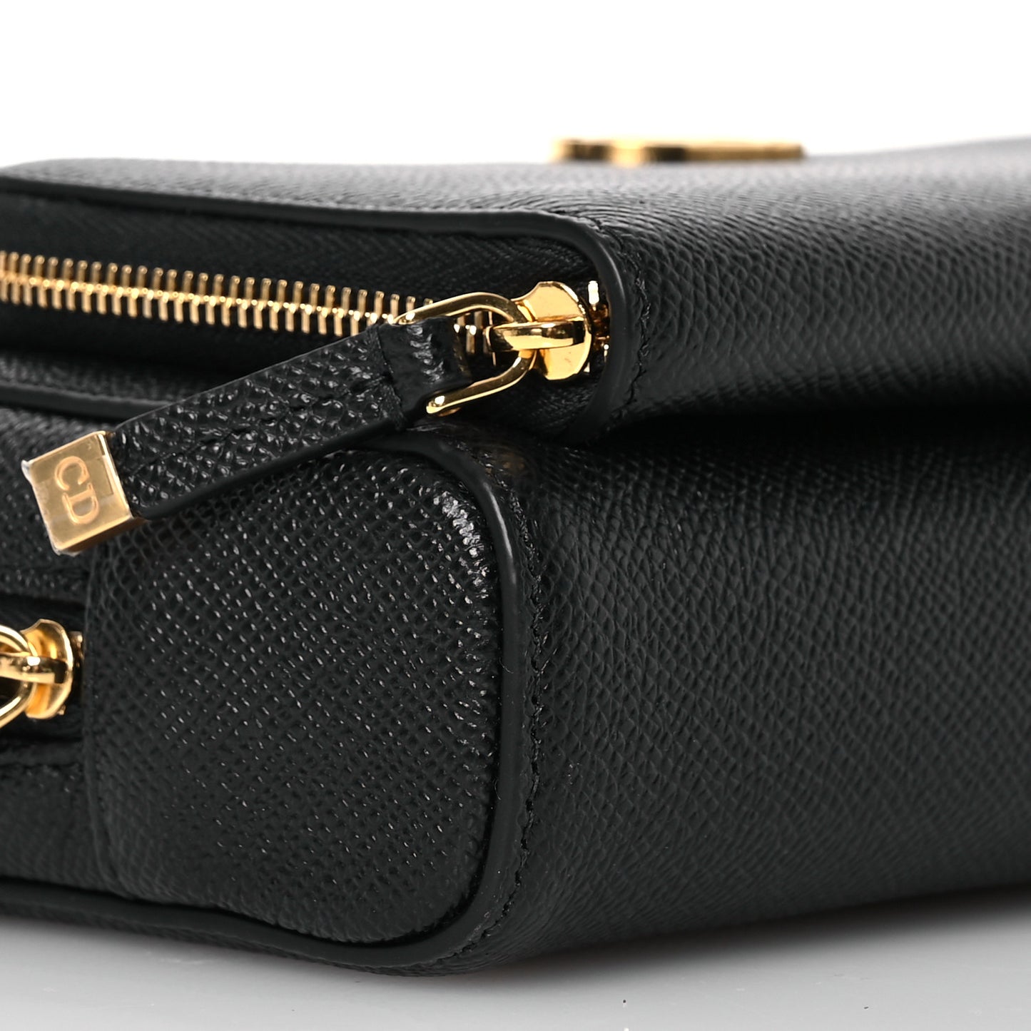 Grained Calfskin Caro Double Pouch Black