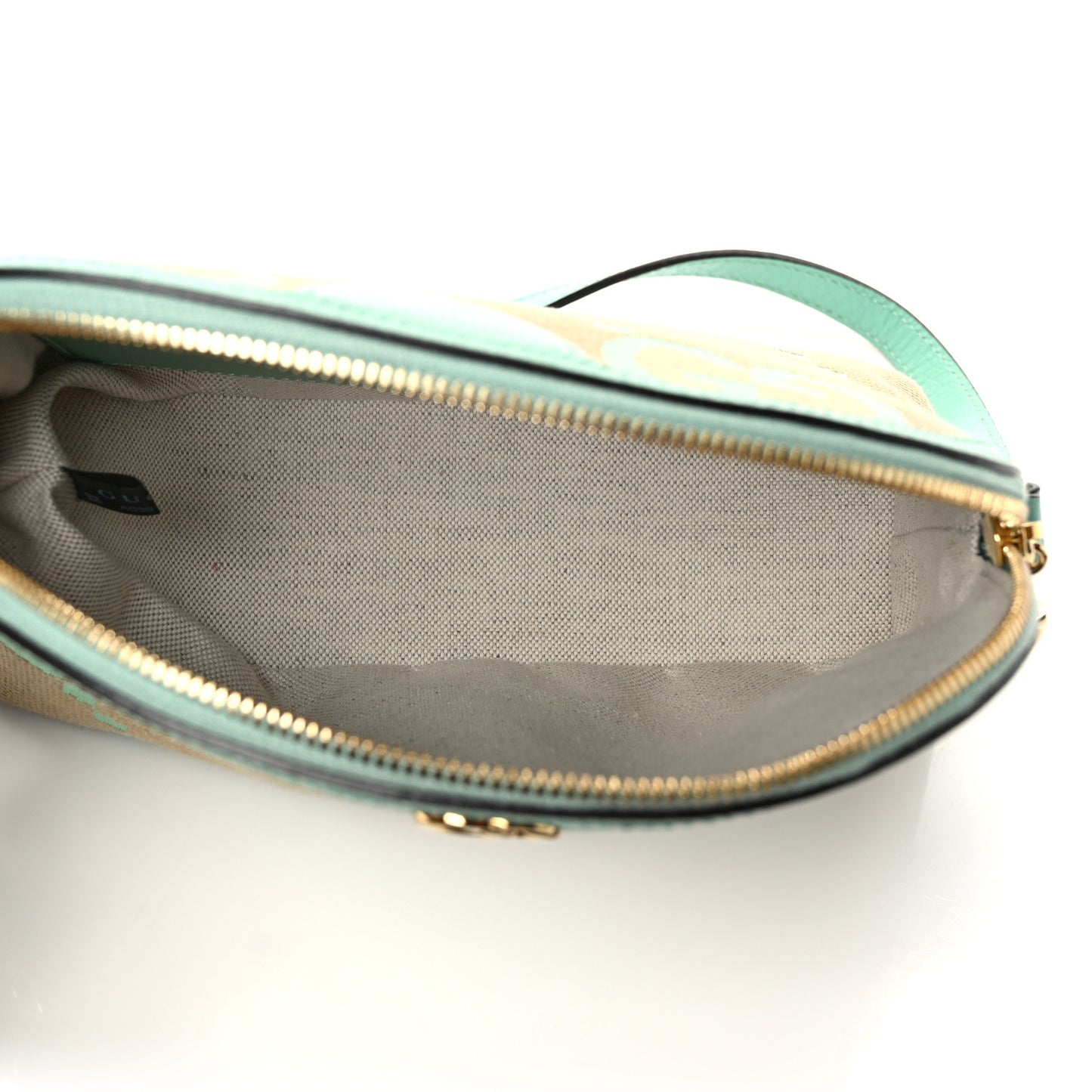 Monogram Jumbo GG Textured Dollar Calfskin Small Ophidia Dome Shoulder Bag Beige Pepperlight Mint