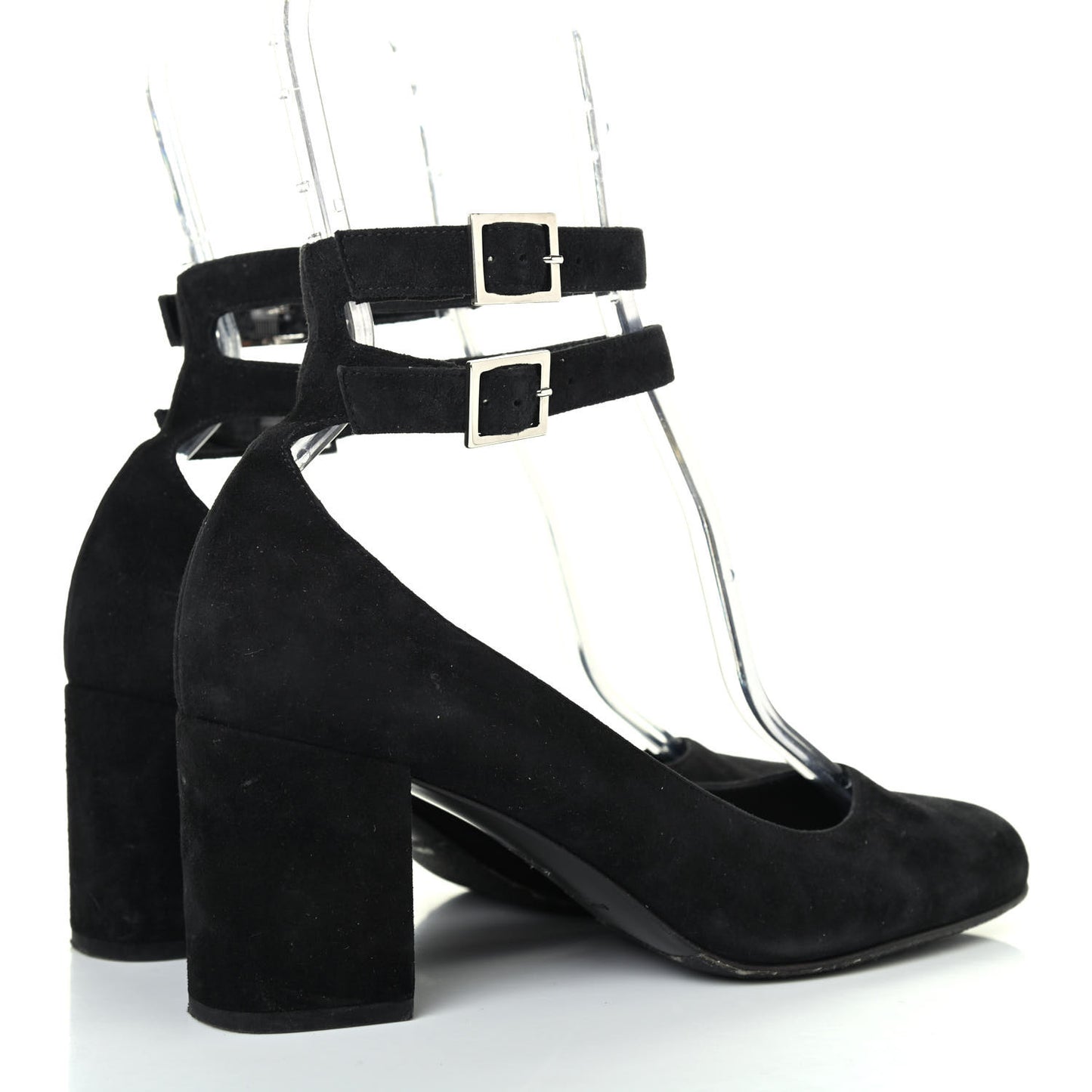 Suede Babies Ankle Strap Pumps 37.5 Black