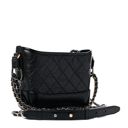 Chanel Aged Calfskin Quilted Small Gabrielle Hobo Black 3 of 11