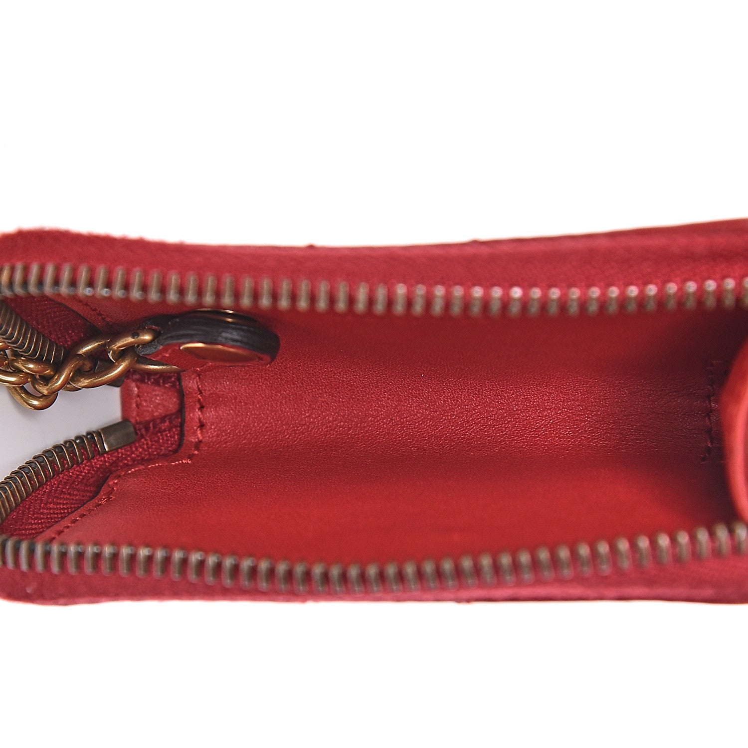 Gucci Calfskin Matelasse GG Marmont Zip Around Key Case Hibiscus Red 5 of 7