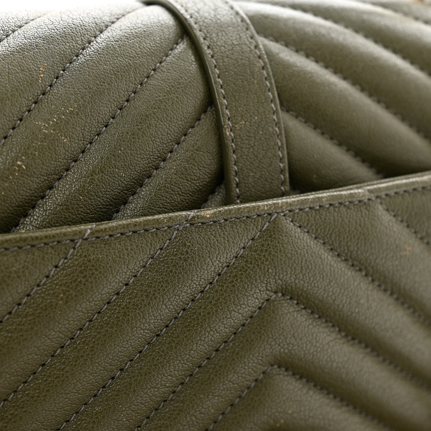 Saint Laurent Sheepskin Matelasse Chevron Monogram Medium College Bag Military Olive 13 of 13