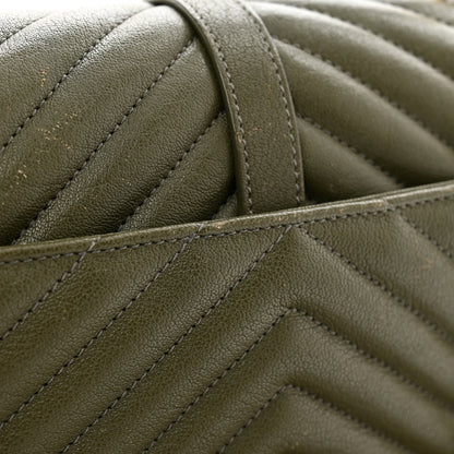 Saint Laurent Sheepskin Matelasse Chevron Monogram Medium College Bag Military Olive 13 of 13