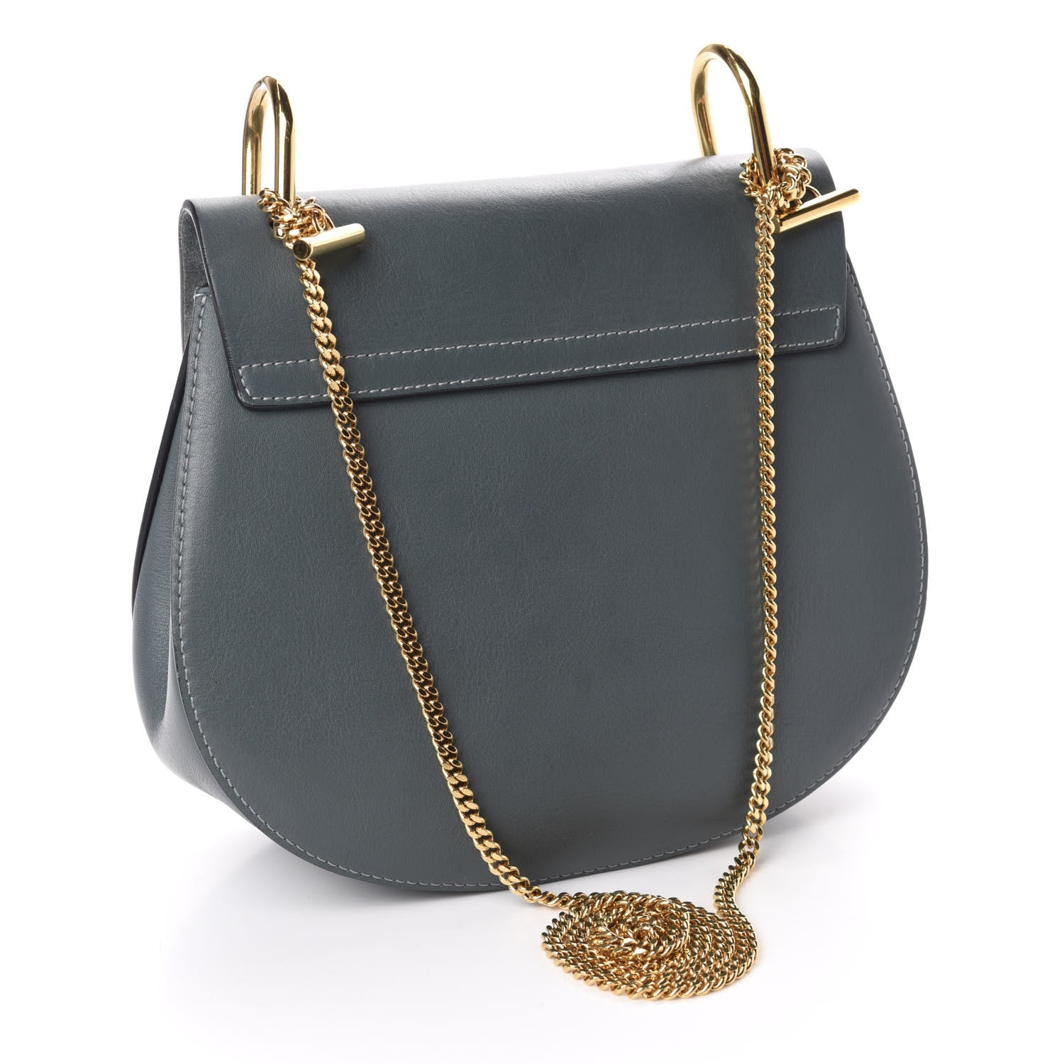 Chloe Suede Smooth Calfskin Drew Shoulder Bag Cloudy Blue 3 of 9
