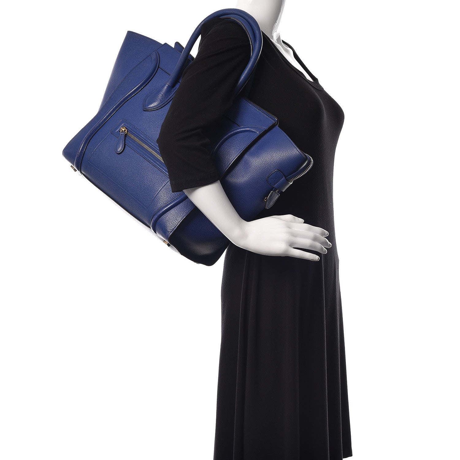 Celine Drummed Calfskin Mini Luggage Indigo 2 of 9