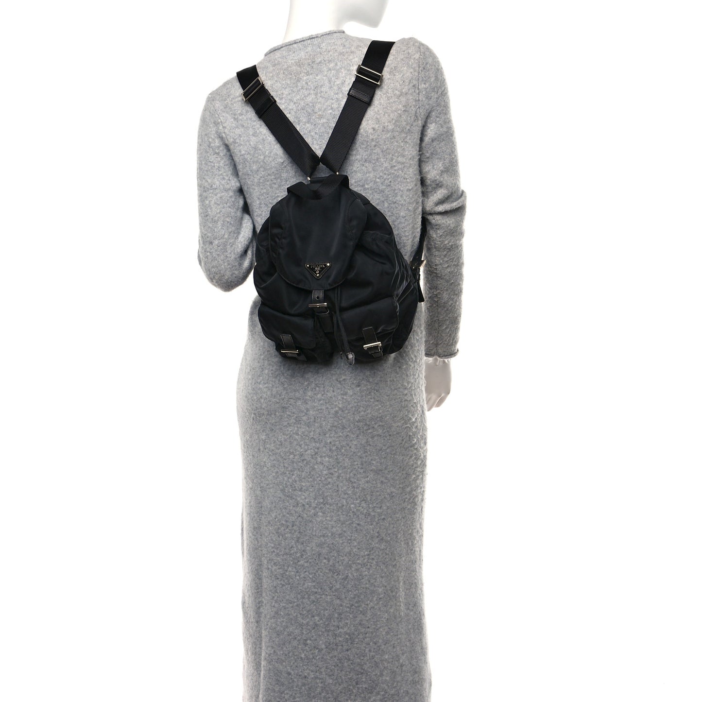 Tessuto Nylon Saffiano Small Backpack Black
