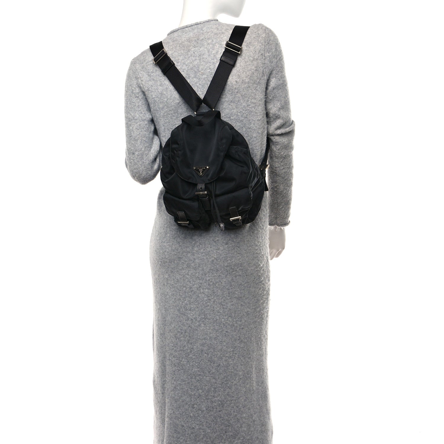Prada Tessuto Nylon Saffiano Small Backpack Black 2 of 9