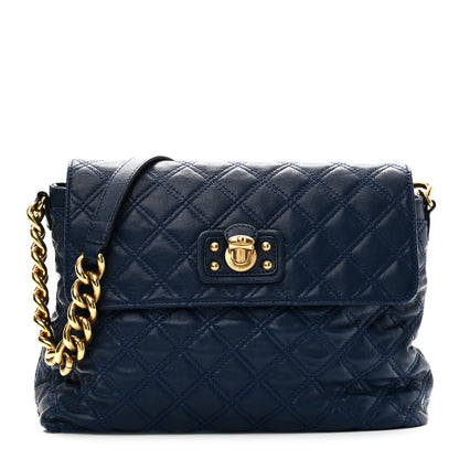 Marc Jacobs Lambskin Quilted The XL Single Flap Navy 1 of 9