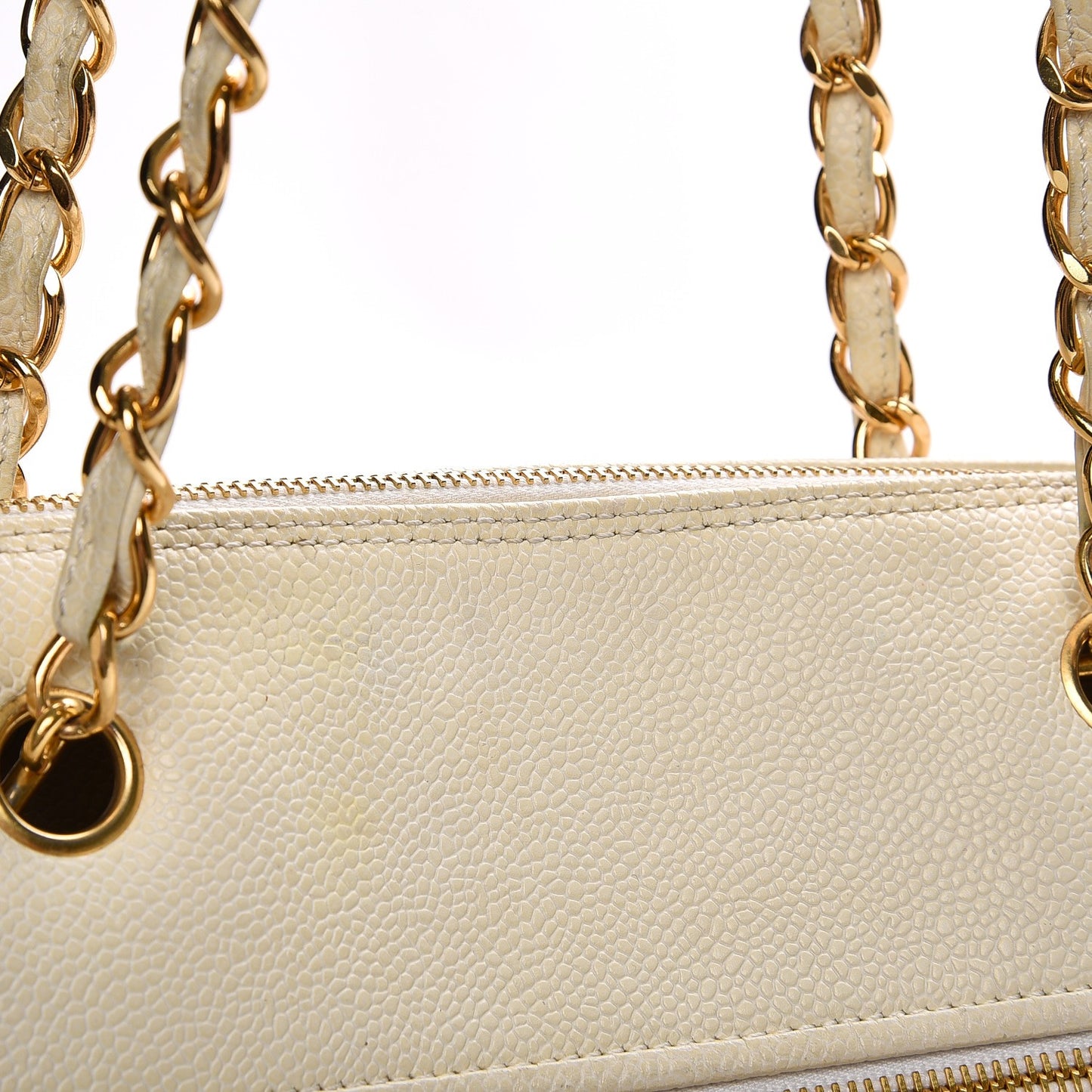 Caviar Large CC Shoulder Bag Ivory