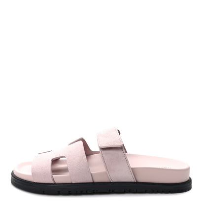 Hermes Suede Goatskin Womens Chypre Sandals 36 Rose Porcelaine 1 of 9