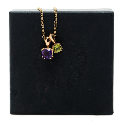 Chrome Hearts 22K Yellow Gold Amethyst Peridot Charm Pendant Necklace 7 of 7