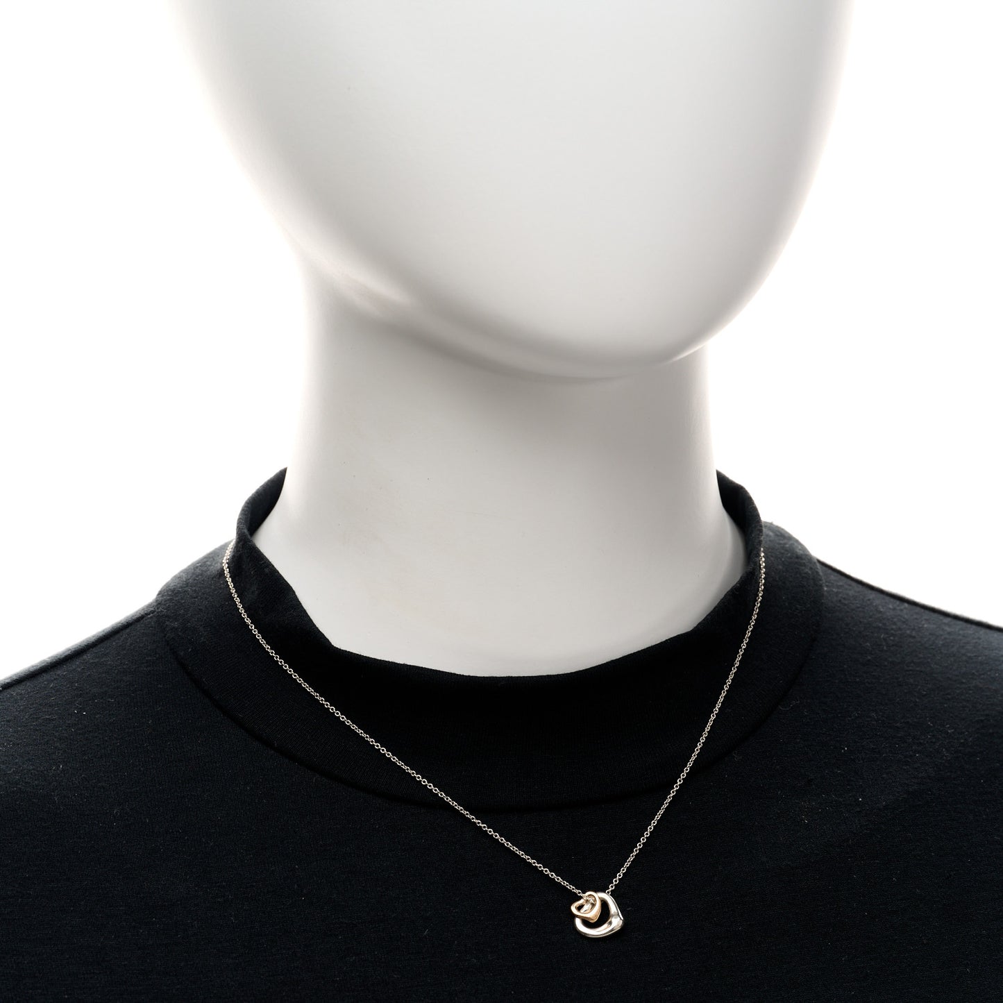 Sterling Silver 18K Rose Gold Elsa Peretti Extra Mini Double Open Heart Pendant Necklace