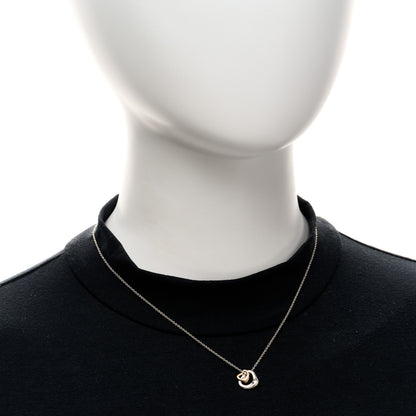 Tiffany Sterling Silver 18K Rose Gold Elsa Peretti Extra Mini Double Open Heart Pendant Necklace 2 of 4
