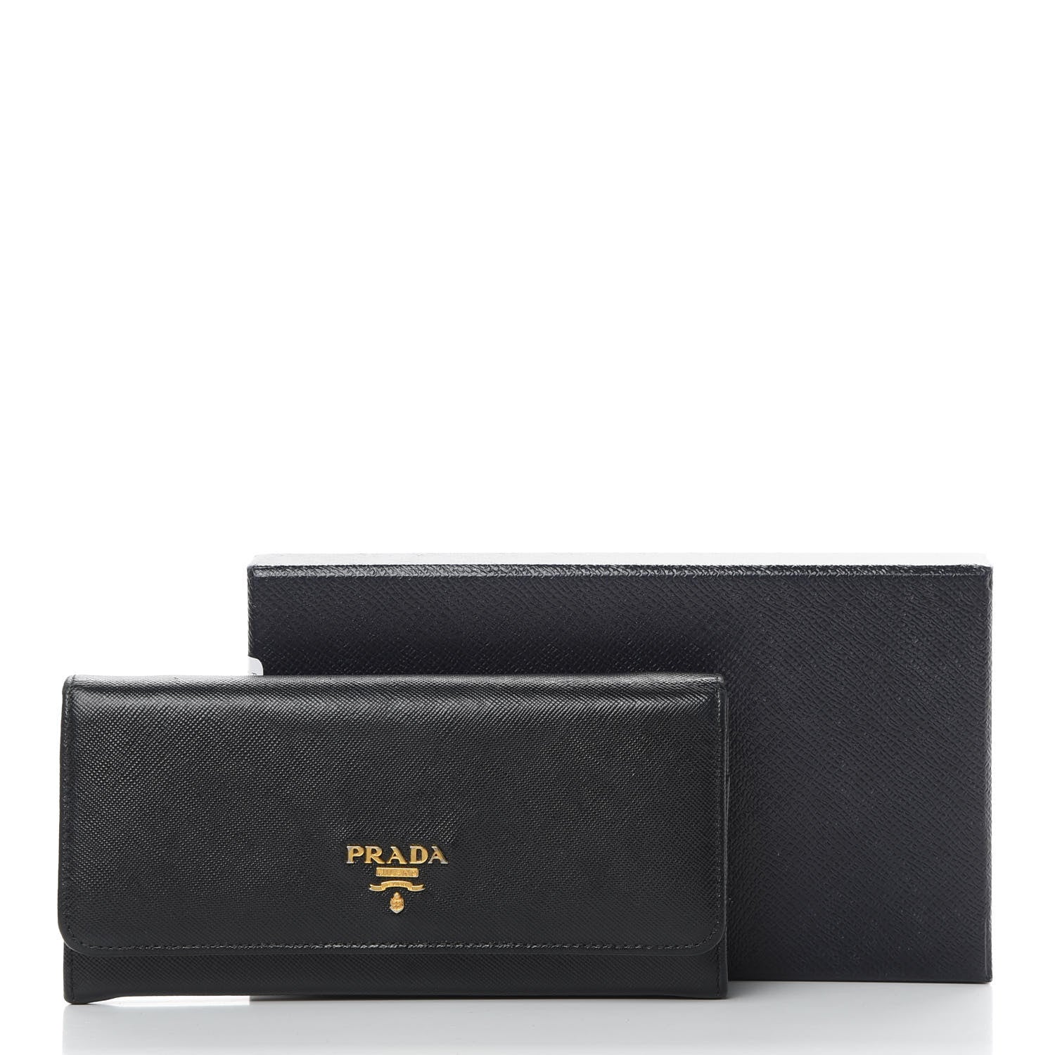 Prada Saffiano Metal Continental Flap Wallet Black 8 of 8