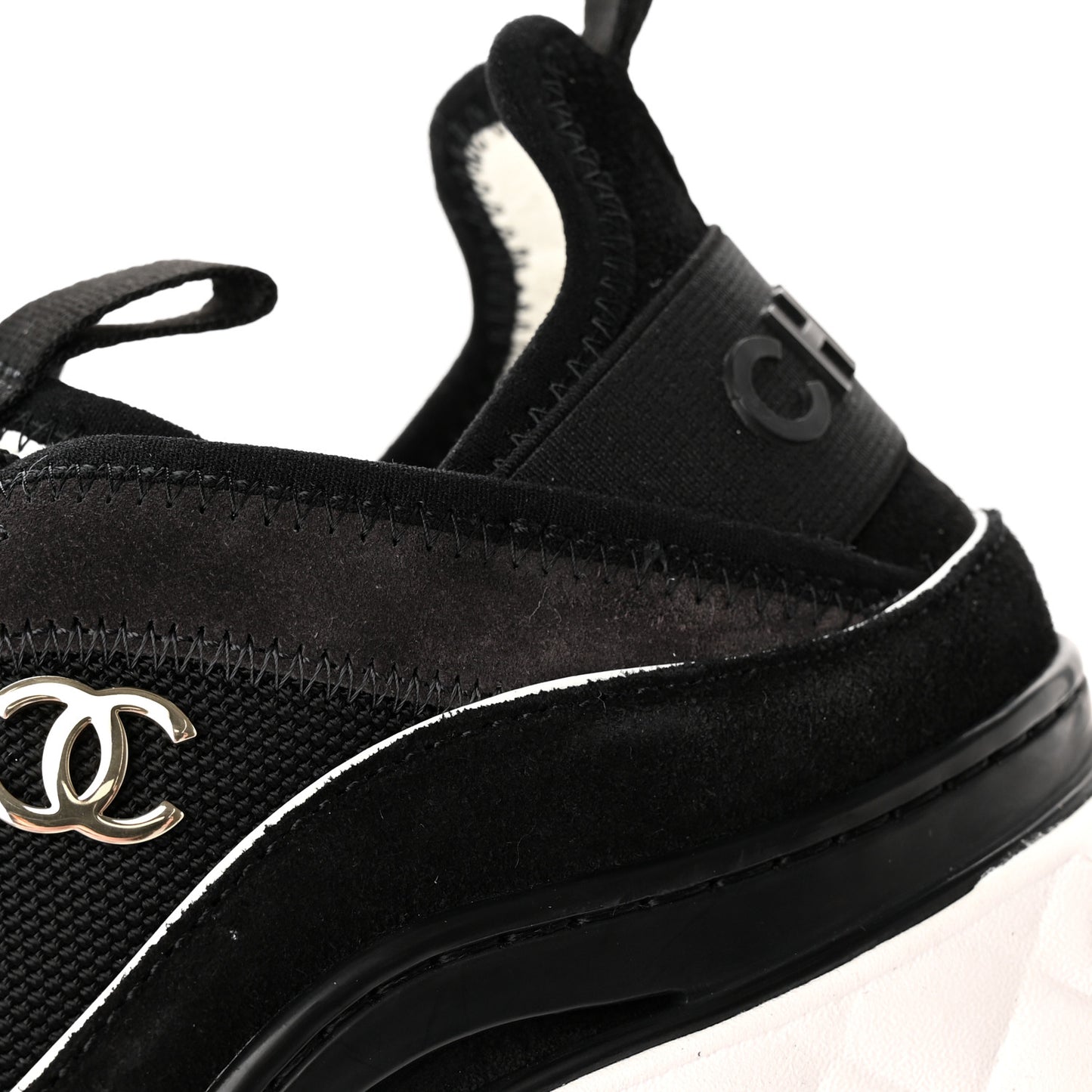 Velvet Calfskin Mixed Fibers CC Sneakers 37 Black