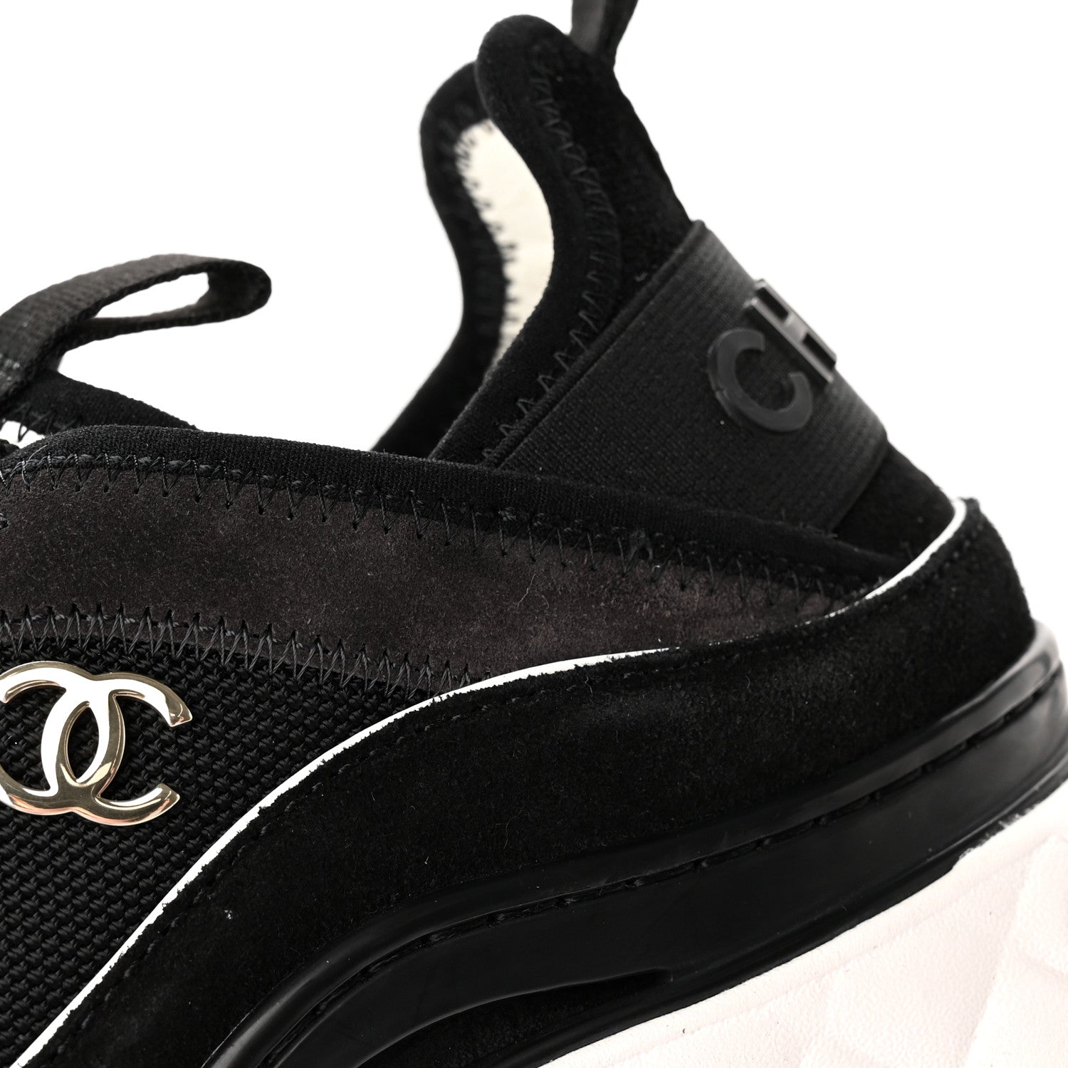 Chanel Velvet Calfskin Mixed Fibers CC Sneakers 37 Black 9 of 13