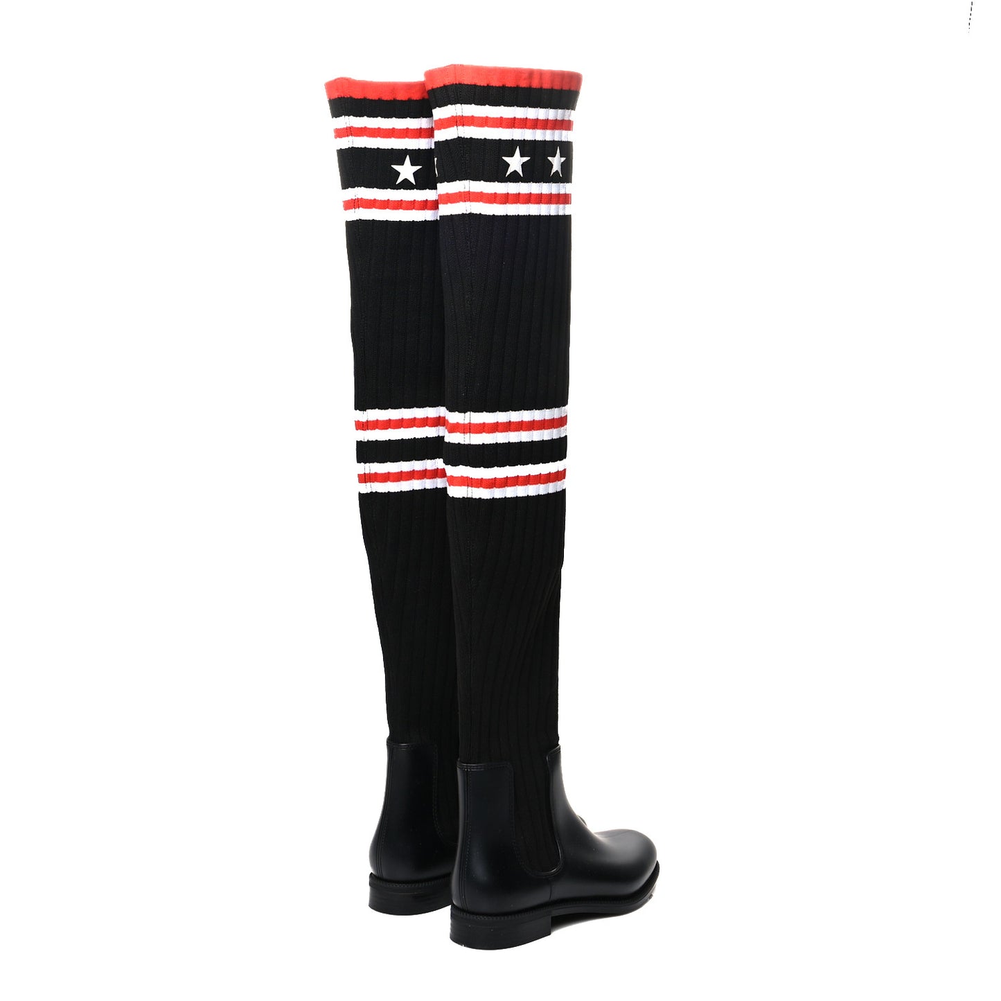 Knit Rubber Storm Over The Knee Boots 37 Black