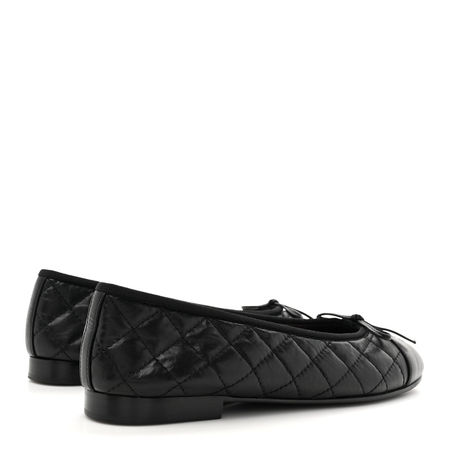 Chanel Aged Calfskin Quilted CC Cap Toe Ballerina Flats 38.5 Black 5 of 10
