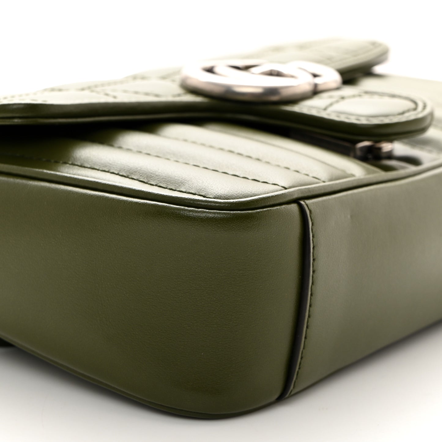 Calfskin Matelasse Aria Mini GG Marmont Shoulder Bag Military Wood