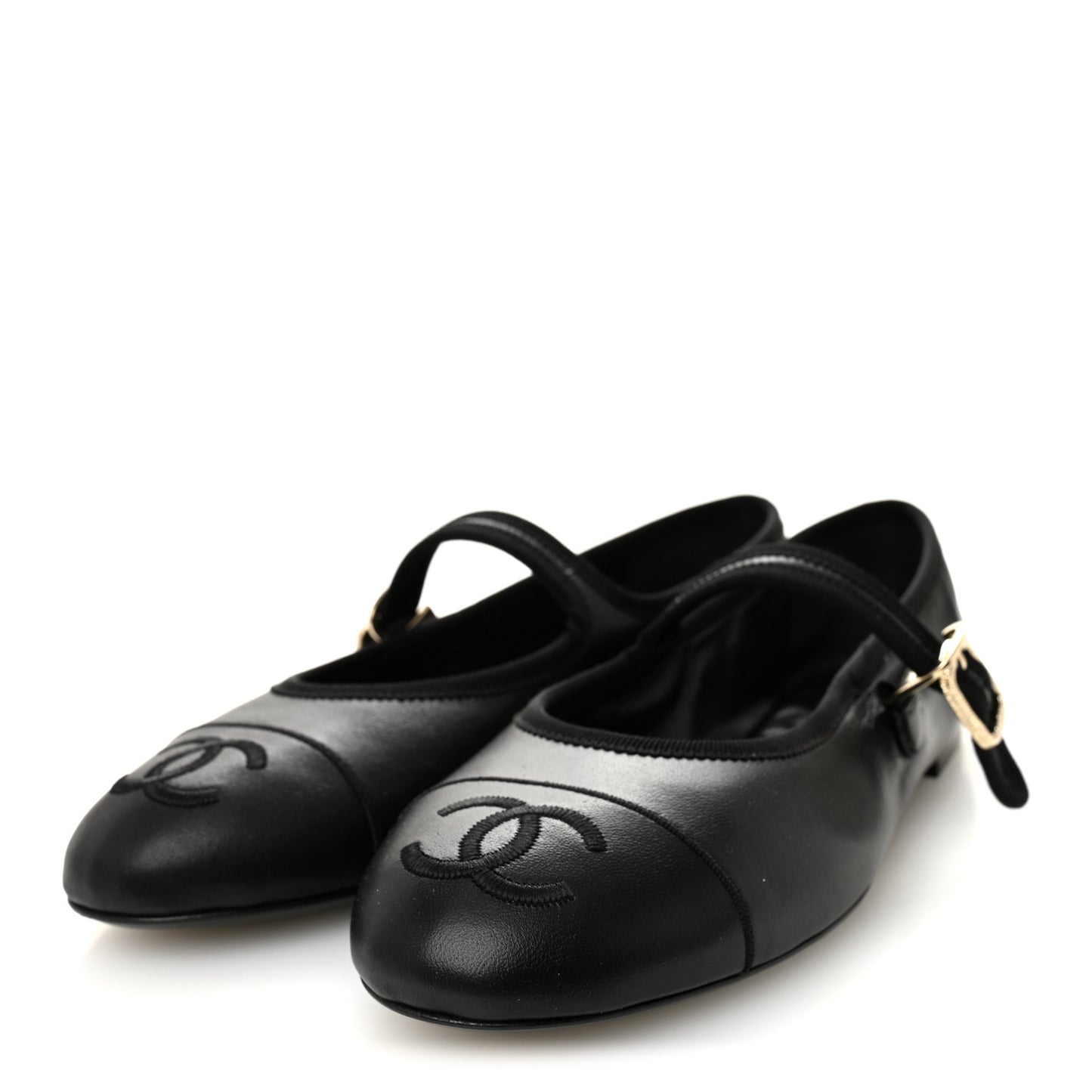 Lambskin Mary Jane Flats 39 Black